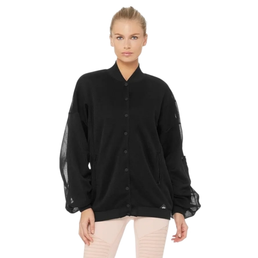 Alo Yoga Field Jacket Oversized Bomber Black NWT Women’s Size L Athleisure